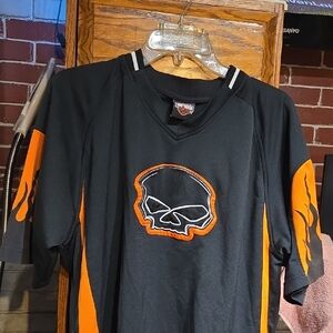 Harley-Davidson Black and Orange Skull Pullover Jersey